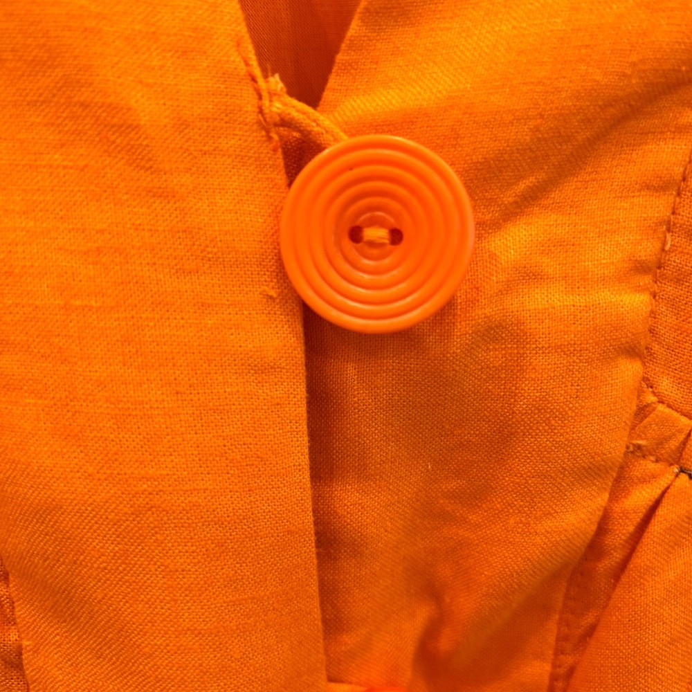 by Anthropologie Renee Dress XS Midi Orange Linen Flutter Sleeve - Picture 6 of 9